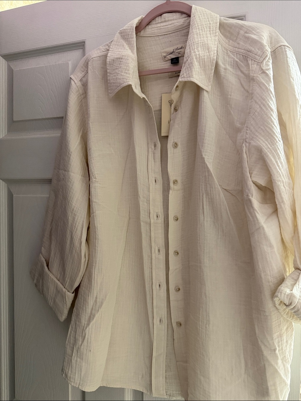 Universal Thread Cream Button-Up Gauze Shirt